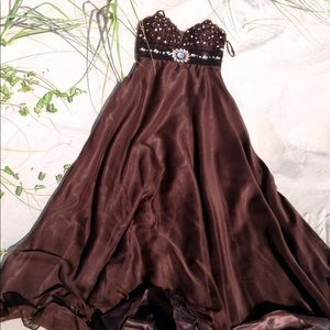 Dress Diamond Bodice Embellishment ChocolateBrown